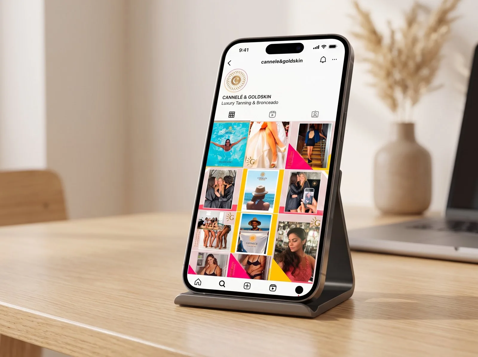Perfil de Instagram de Cannelle & GoldSkin en un teléfono