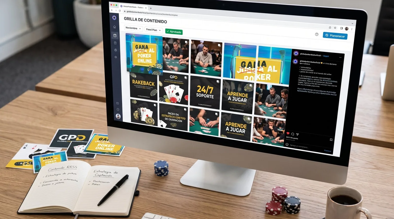 Grilla de contenido mensual de GlobalPokerDeals