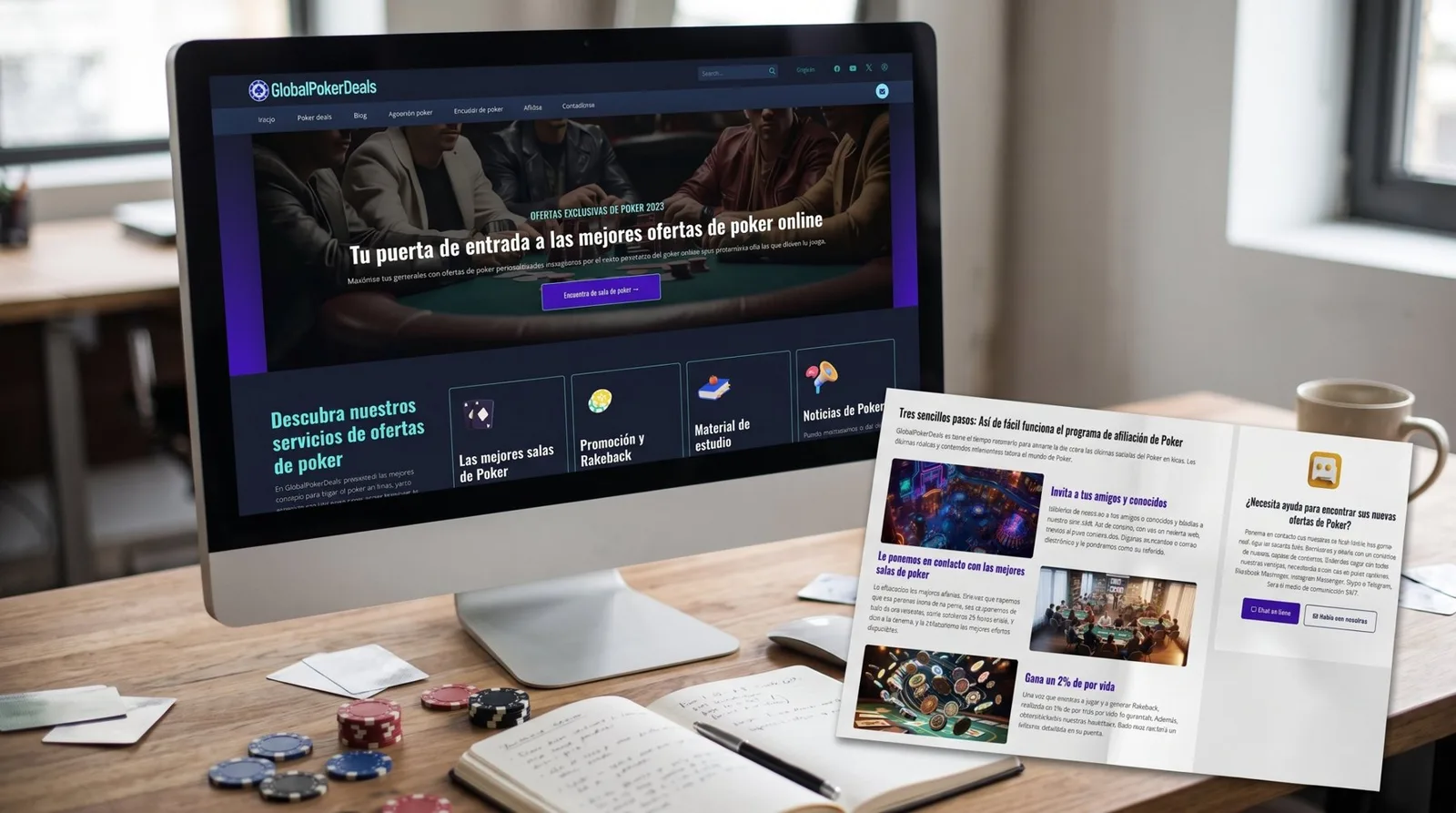 Web de GlobalPokerDeals y página del programa de afiliación