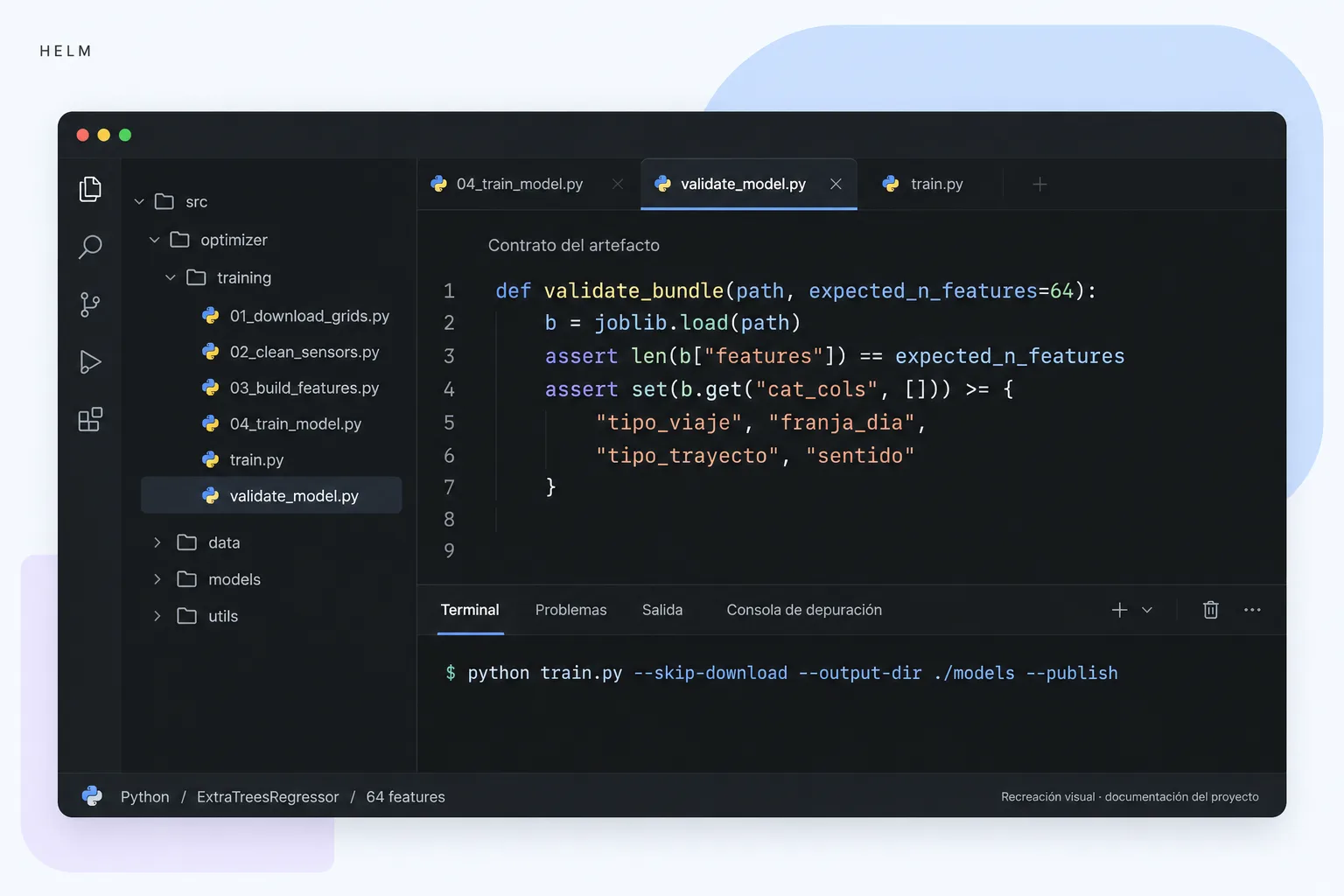 Contrato de validación en Python del modelo de consumo