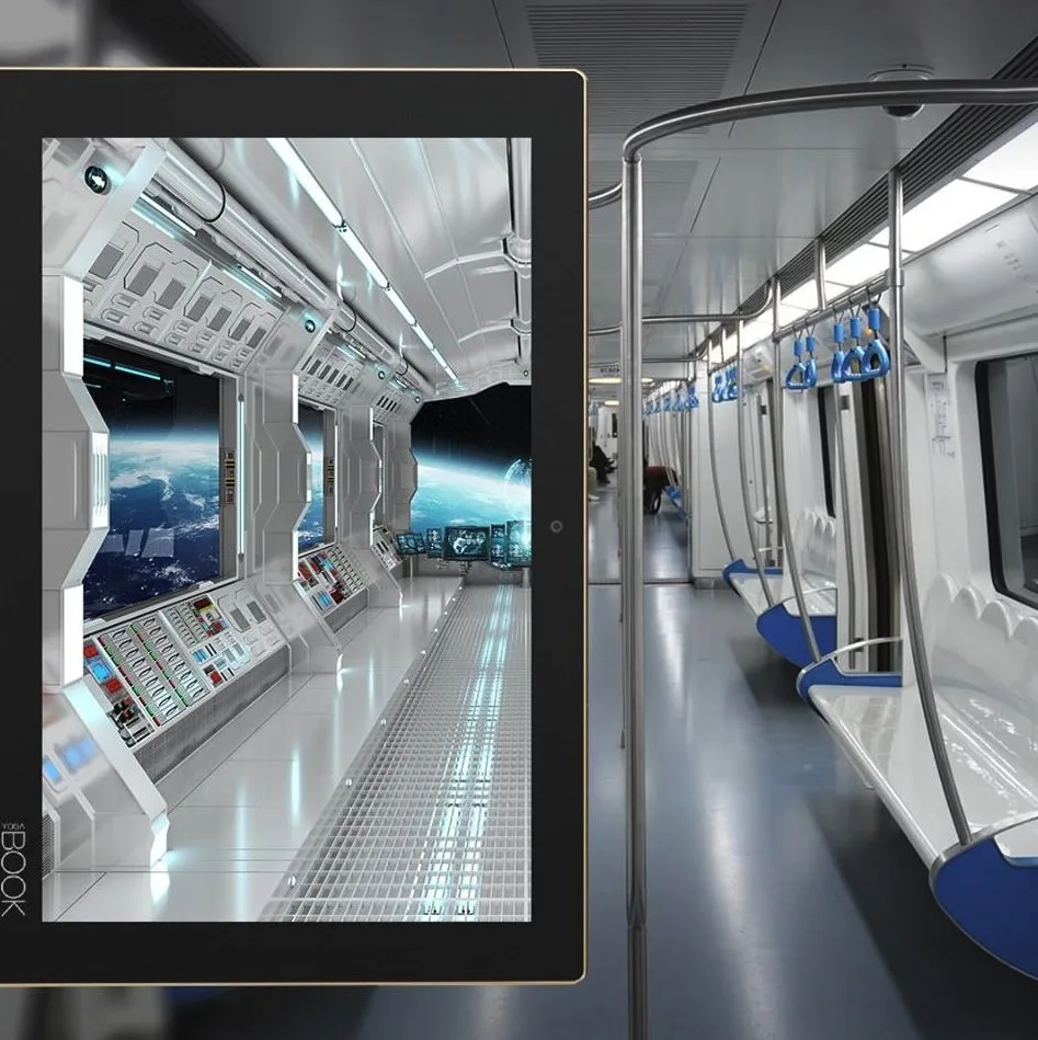 Pieza de Lenovo Yoga Book en un vagón de metro