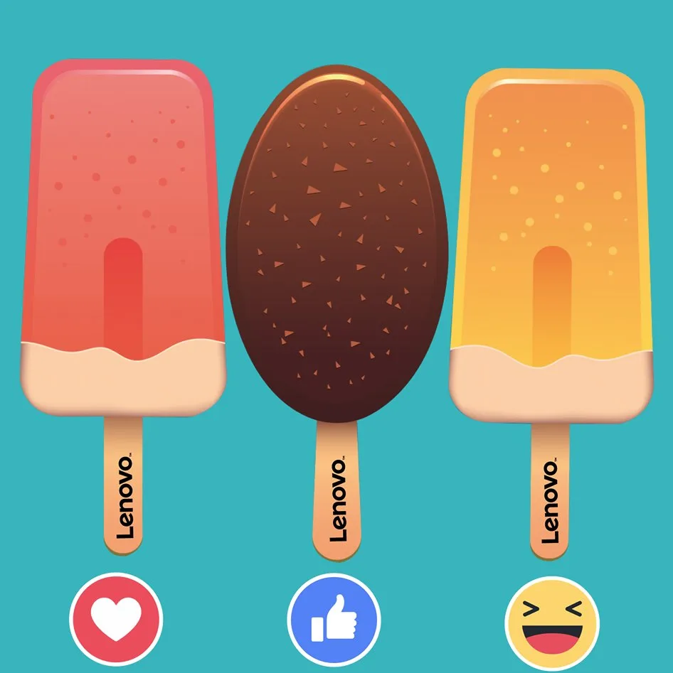 Pieza de Lenovo: tres helados para votar con reacciones