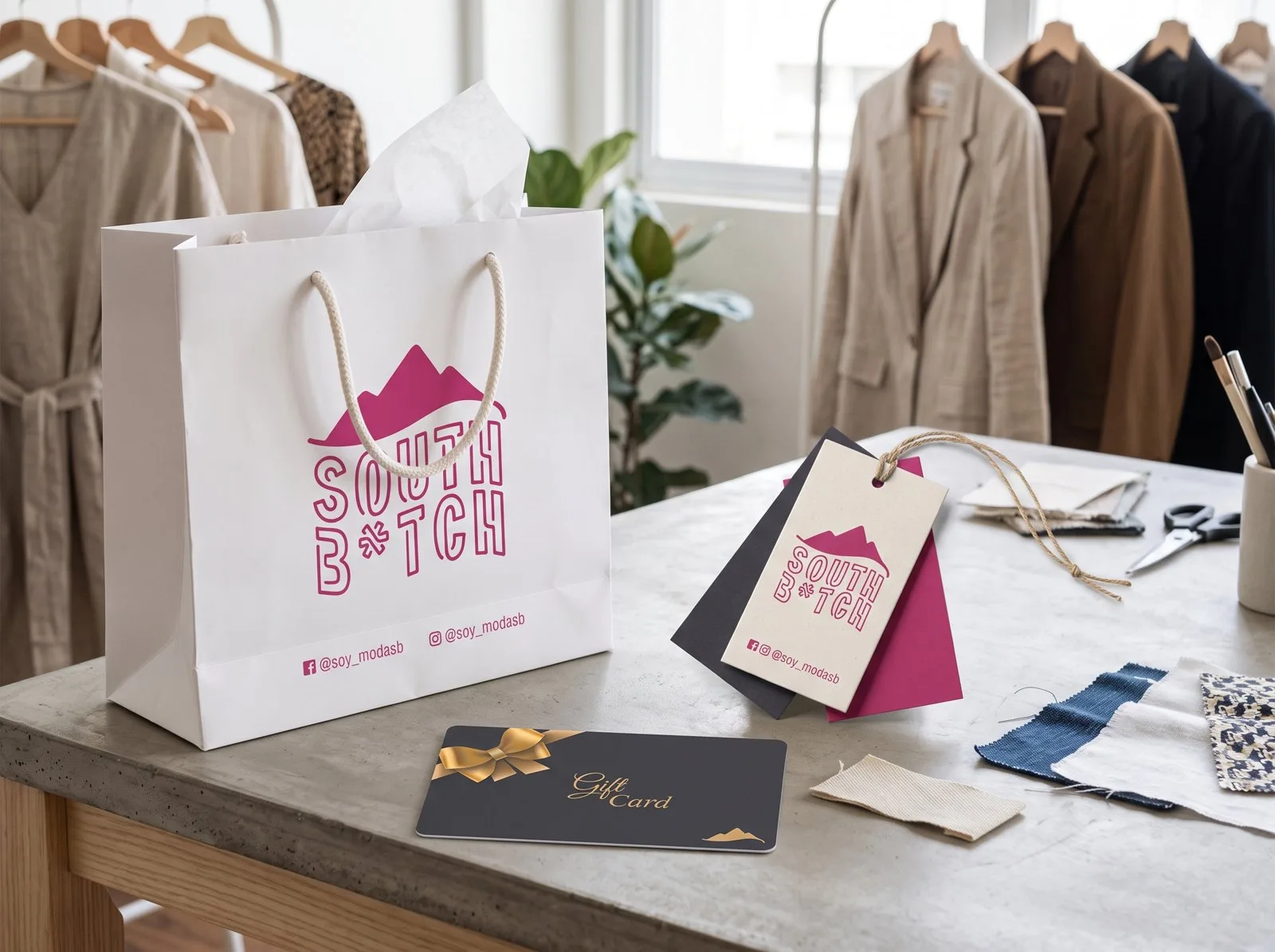 Papelería de South B*tch: bolsa, etiquetas y gift card